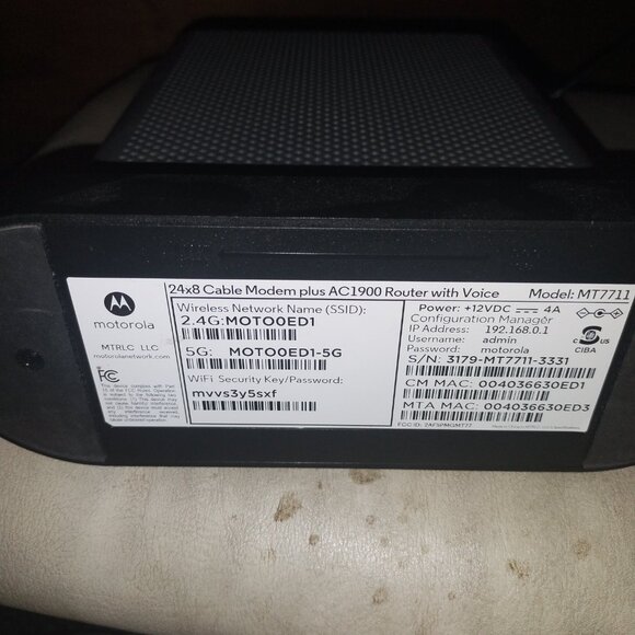 Motorola MT7711 24X8 Cable Modem/Router with Two Phone Ports, DOCSIS 3.0 Modem - Picture 5 of 5